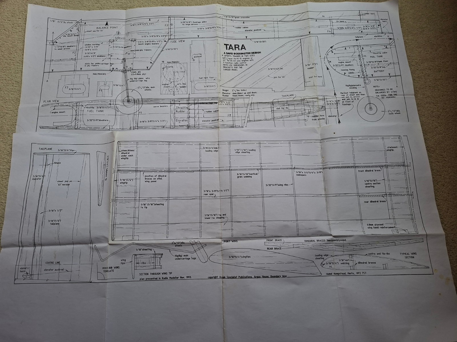 Tara Sports Trainer Aeroplane Model Plan in two sizes by David ...