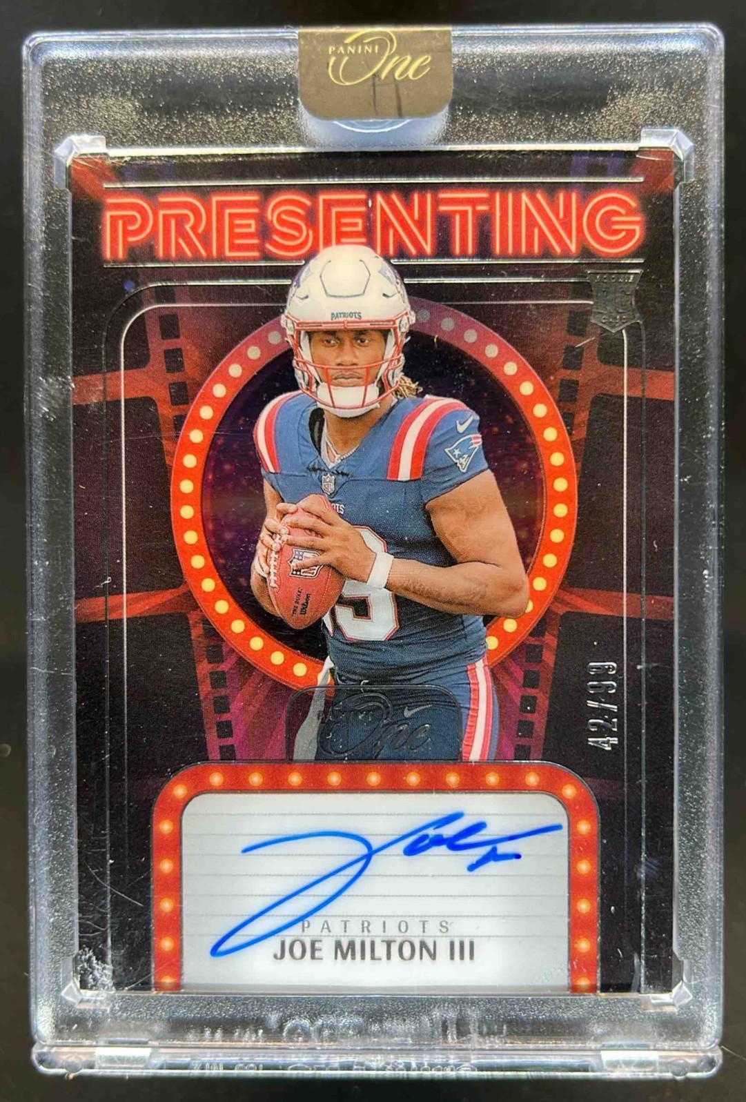 2024 Panini One Joe Milton III Presenting Rookie RC Auto #42/99 Patriots