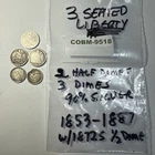 Lot of 3 Seated Liberty Dimes + 2 SL Half Dimes 90% Silver 1853-1887 COBM-9518