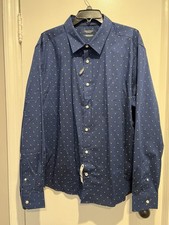 BNWT Men's Nautica Flex Classic Fit Navy Shirt XXL - FREE SHIPPING