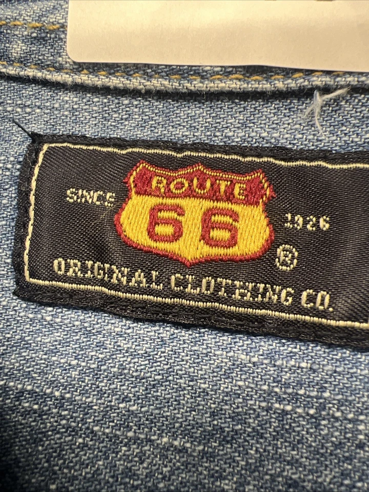 Camisa De Colección Route 66 Para Mujer Mickey Bordada Denim Manga Larga Bolsillo Pequeña Foto 4 de 4