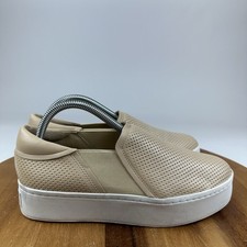 Womens Vince Warren Perforated Beige Slip On Platform Casual Sneakers Size 8 M