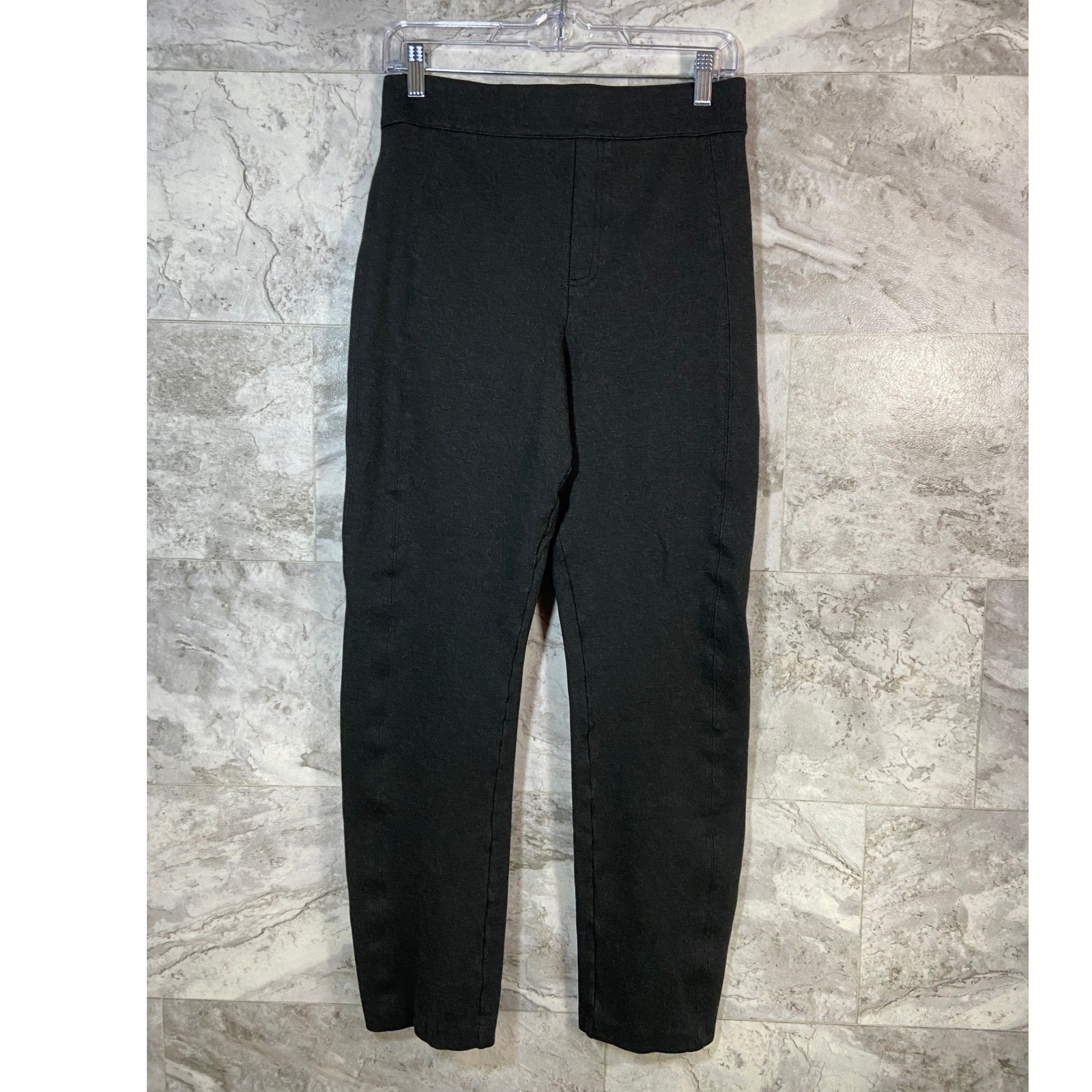 SPANX Black Ponte Knit High Waisted Slim Leg Pull On Dress Pants Women's M Tall