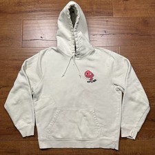 Vintage Stussy Hoodie Sweatshirt Men M Beige Oversized Pullover Streetwear City