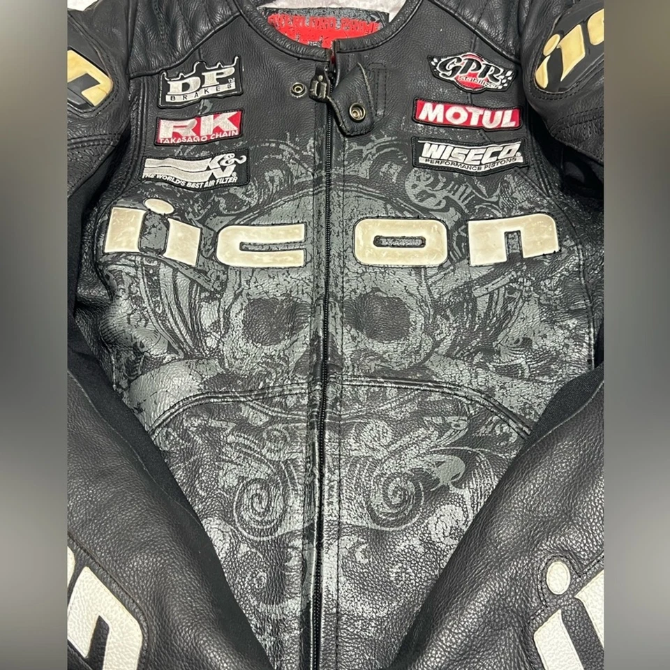 Icon размер M Overlord Prime герой бронированная кожаная мотоциклетная куртка нуждается в ремонте - Изображение 3 из 4