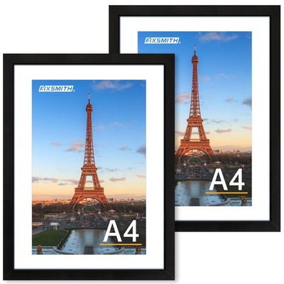 FIXSMITH A4 Bilderrahmen 2er Set, schwarz Foto mit HD A4, 