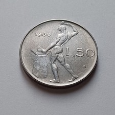 Italia Moneta 50 Lire Vulcano 1960 Non Comune Roma Spl Eccezionale Lotto 12