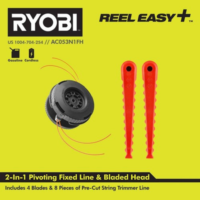#ad #ad RYOBI REEL EASY 2 in 1 Pivoting Fixed Line and Bladed Head for Bump Feed $29.99