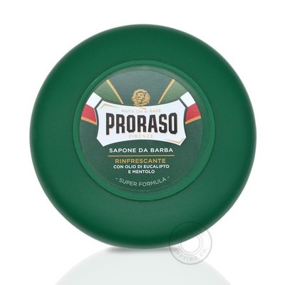 PRORASO Rasierseife grün/erfrischend Menthol & Eukalyptus 150ml Topf Glas Schale