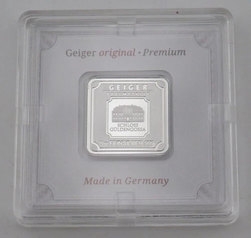 Geiger Edelmetalle 5 Gram Silver Bar Sealed Assay .999 Fine Silver