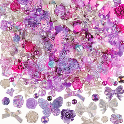 350 Pieces 3D Colorful Resin Flower and Butterfly Charms for DIY Jewelry