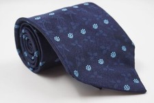Cravatta Longchamp blu scuro floreale 100% seta 148 cm x 10 cm A70