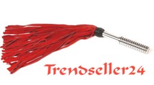 Peitsche 48 zügig Wildeder rot 65 cm lang verchormten Alugriff Rillenform