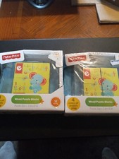 2 Packs Of Fisher Price Wooden Animal Theme Puzzle Blocks 18 Months