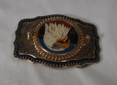 Alaska Bald Eagle Enamel Belt Buckle 1980s Metal Western USA Vintage Handmade Vintage American Bald Eagle Belt Buckle *Made In USA* | eBay main image 4