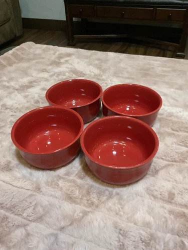 Set of 4 FIESTAWARE Gusto Bowls Scarlet Red HOMER LAUGHLIN Fiesta USA HLC