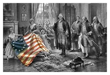 PRESIDENT GEORGE WASHINGTON AND BETSY ROSS AMERICAN FLAG PATRIOTIC 4X6 PHOTO