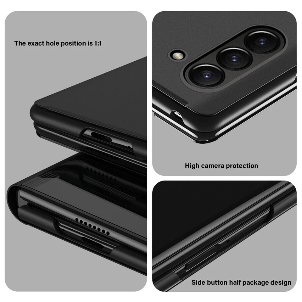 Funda de cuero plegable con soporte abatible para Samsung Galaxy Z 7 6 5 4 3 espejo S-View Foto 2 de 4