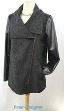 Celebrity Pink Mixed Media Moto Asymmetrical Zip Coat Faux Leather Jacket L New
