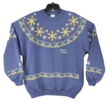 Vtg LIFESTYLES L/XL Sweatshirt Colorado Winter Snowflake Snow Scene 1992 USA