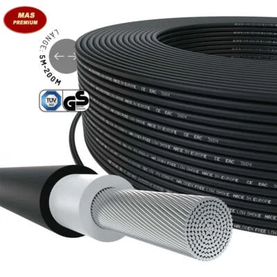 MAS PREMIUM Cable solar de 5-200 m H1Z2Z2-K 6 mm² negro fotovoltaico libre de halógenos