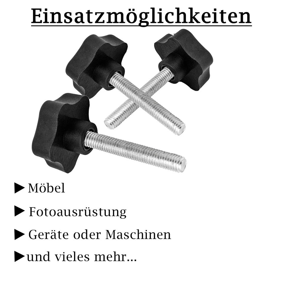 Feststellschraube M6 M8 M10 Gewinde Schraube Sterngriffschraube 2 STÜCK - Bild 4 von 4