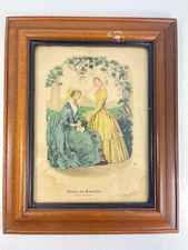 Vintage Antique Hand Colored Engraving Print Journal des Demoiselles Women