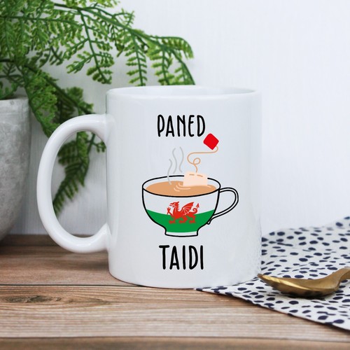 Personalised Taid Welsh Grandad Tea & Biscuits Board Wooden Snack Tray & Mug - Picture 3 of 18