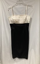 Calvin Klein Cocktail Dress size 4 Spaghetti Straps Cream & Black 