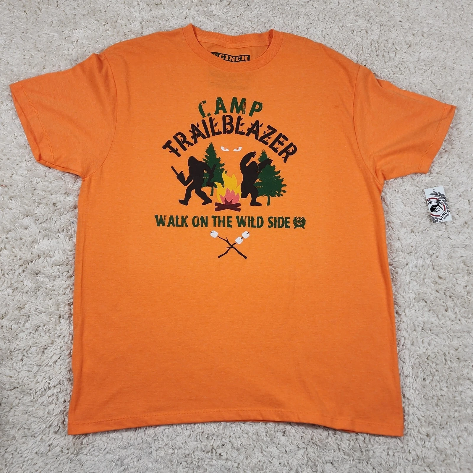 Cinch Graphic Tshirt Mens XL Orange Camp Outdoor Wild Side Tee Print Adult