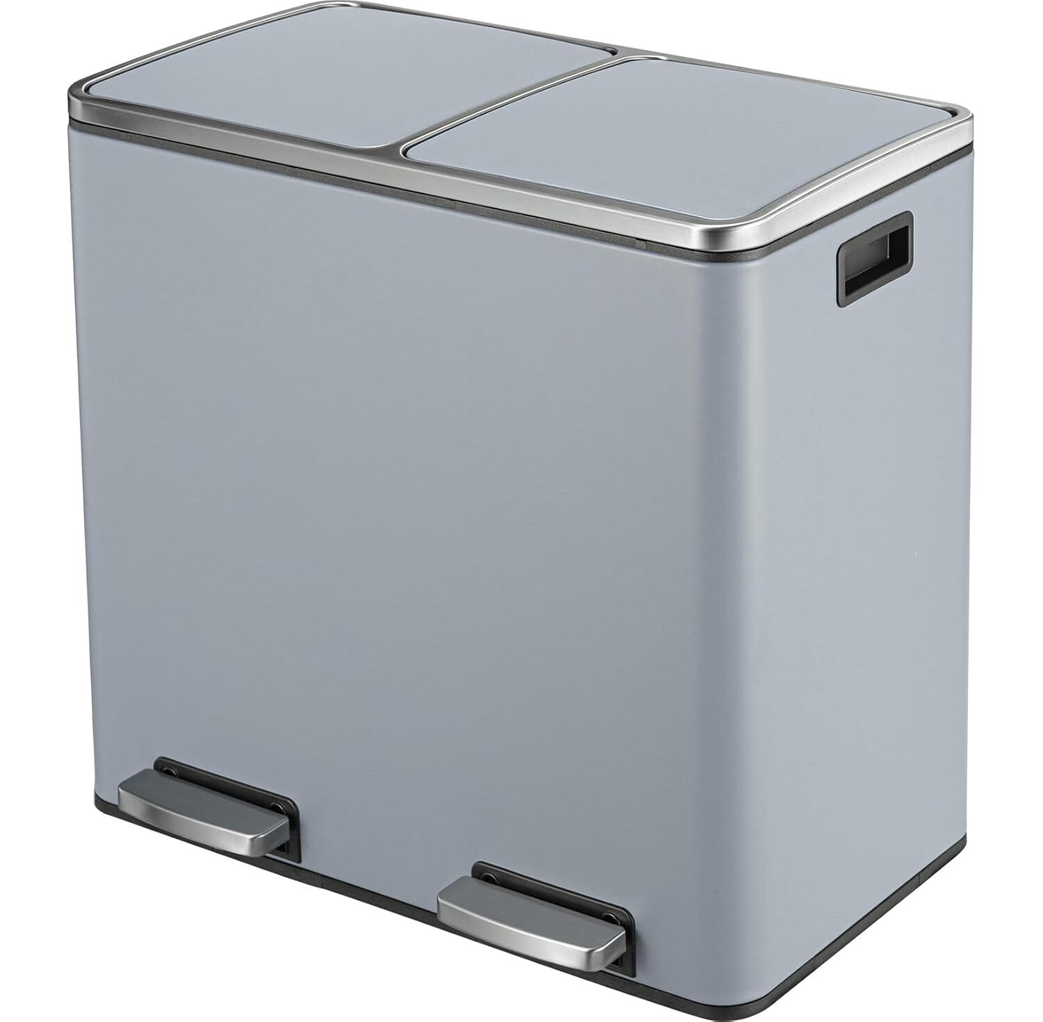 12 Gallon Stainless Steel Trash Can Dual Compartment Step On Kitchen Garbage Can
