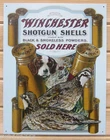 Winchester Shotgun Shells TIN SIGN dog quail hunting vtg metal wall decor ad 940