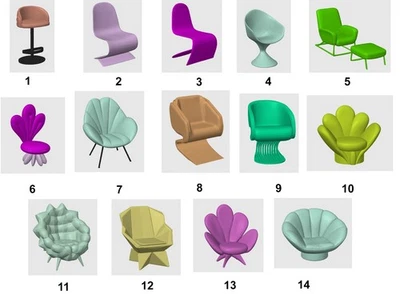 DESIGNS BY FRIDA 1/6 Scale Doll Furniture CHAIR For Barbie doll House 3D Printed ANY COLOR