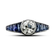 1.3Ct White Round CZ Bezel Set Art Deco Style Engagement Wedding Ring 925 Silver