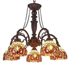 Chloe Lighting Serenity Tiffany-Style 5 Light Victorian Large Chandelier 27`` W