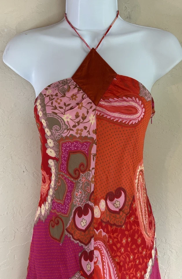 Vestido midi sin mangas vintage Y2K Banana Republic con corbata halter 0 P Fairy Grunge años 2000 Foto 2 de 4