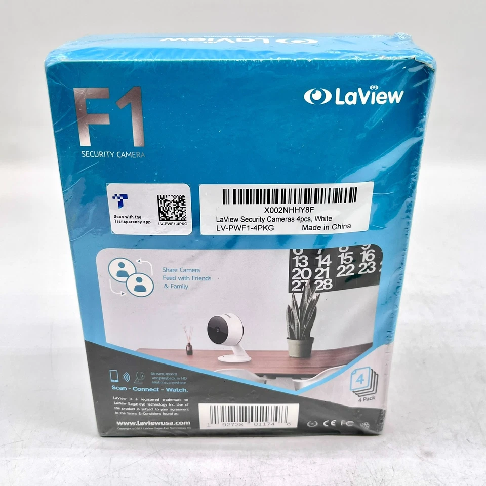 LaView Security Cameras 4pcs, Home Security Camera Indoor 1080P - New - Image 3 of 4