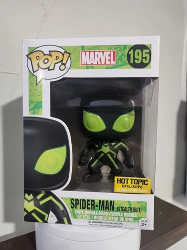 Funko Pop! Marvel: Spider-Man (Stealth Suit) #195, NIB (Hot Topic Exclusive)