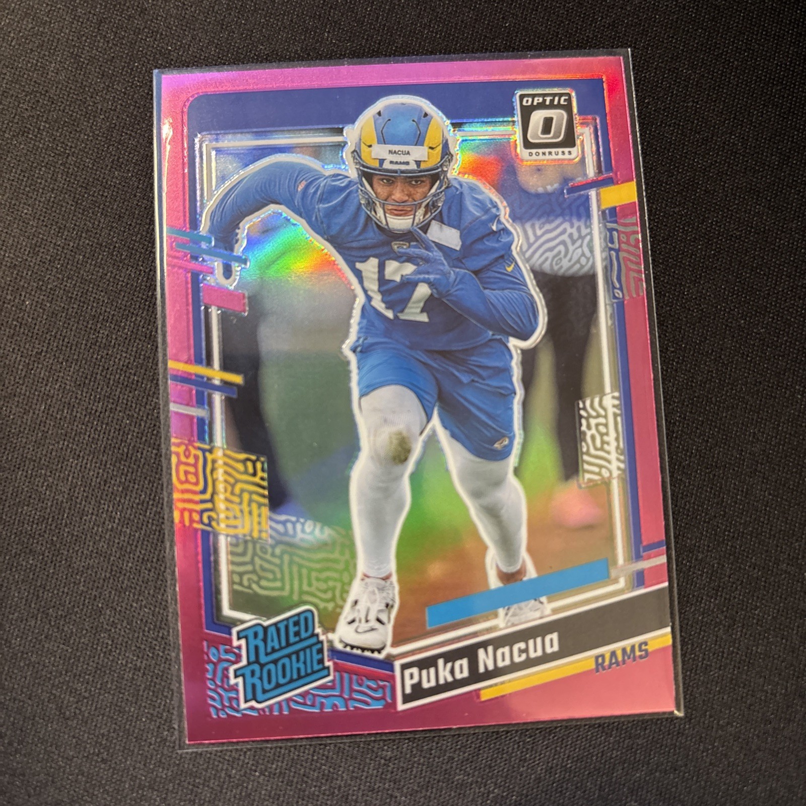 2023 Panini Donruss - Rated Rookie Puka Nacua #357 Optic Preview Pink Prizm (RC)