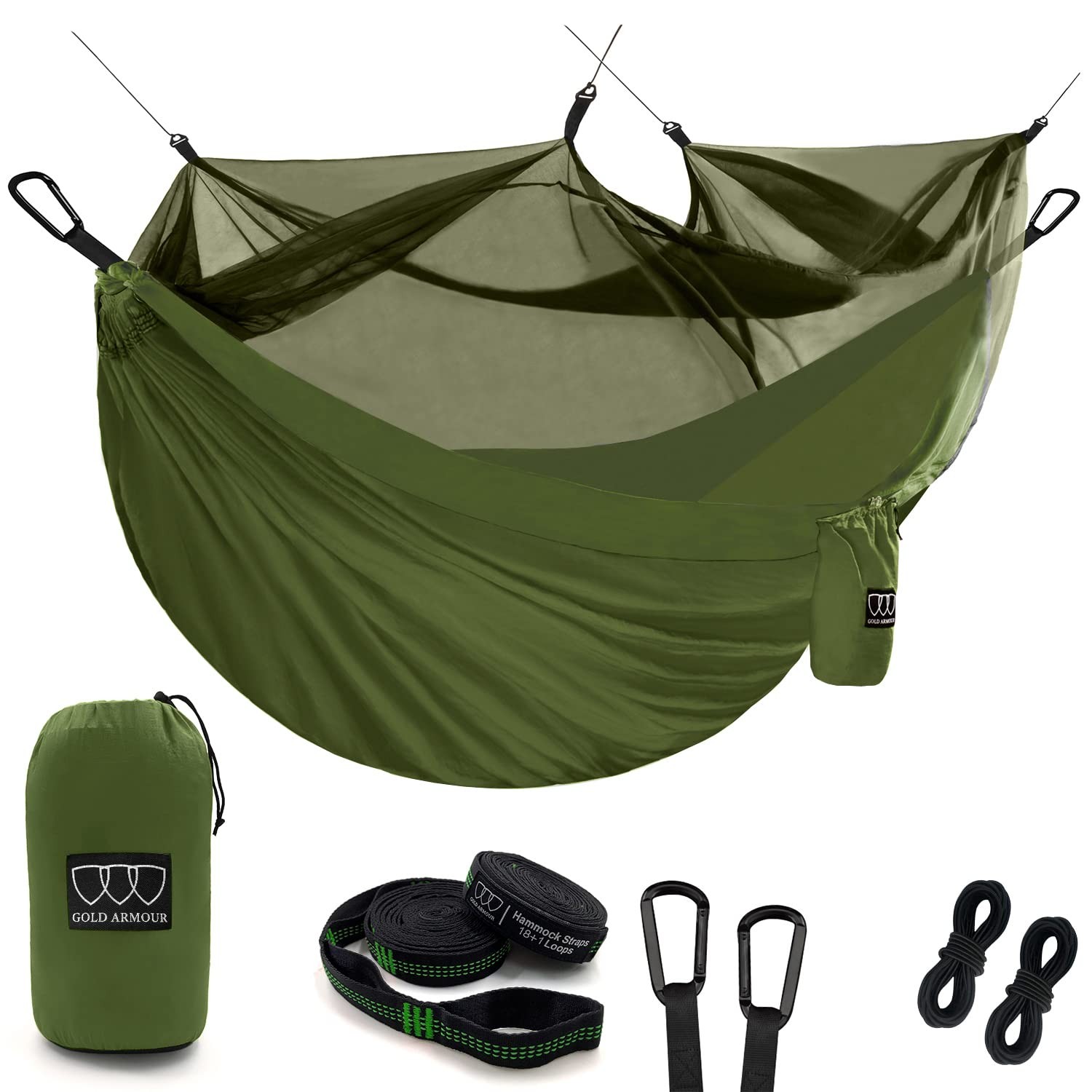 Gold Armour Camping Hammock - Camping Essentials, Double Hammock with Bug Net...