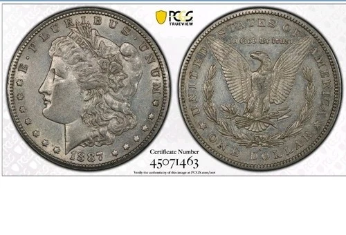 1887-S Morgan Silver Dollar PCGS AU50