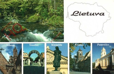 Ansichtskarte - Litauen (Multiview) mit Karte (Schrift auf Rückseite)