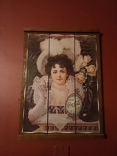 Vintage Coca- Cola Wood Slat Sign Victorian Lady Picture 24 X 19 Antique Wood