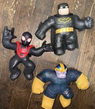 Bundle of Three 17in Goo Jit zu Ultra Rare Heroes Marvel Thanos Batman Miles