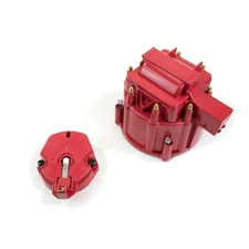 Red 8 Cylinder Replacement HEI Distributor Cap and Rotor Kit SBC BBC 350 454