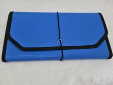 Blue Poly Compact Expanding File Folder 13 Pockets Tabs Stickers Elastic Band