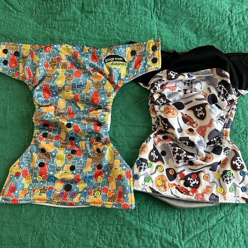 Lot 15 Cloth Diapers Boy Patterns Alva Baby Mama Koala Glow Bug 8 Inserts Male - Picture 14 of 24