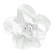 Rose Flower Brooch, 6.3 Inch Handmade Satin Fabric Lapel Pins, White