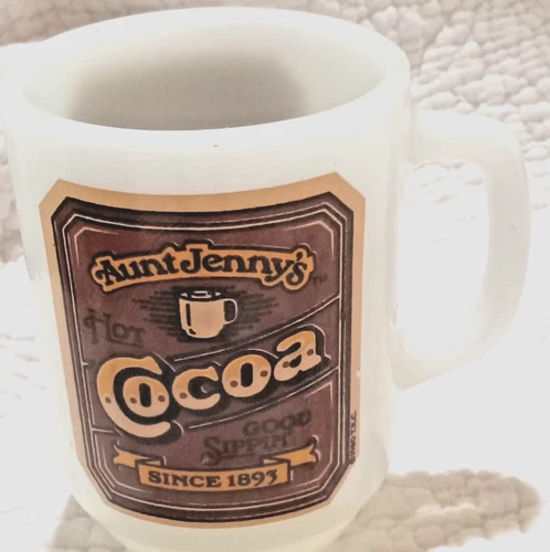 Vtg Aunt Jennys Cocoa Cup Anchor Hocking White Glass 1980s Display Replacement