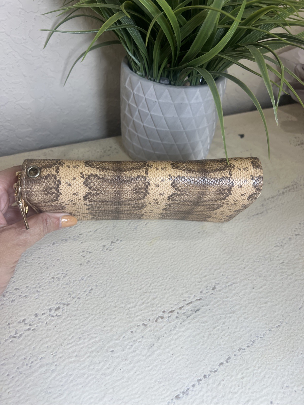 Unbranded Python Embossed Snake Brown Long Zipper… - image 6